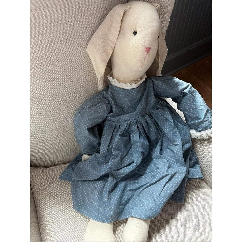 VTG 90s CottageCore Handmade Easter Floppy Ear Bunn Rabbit & Dress Farmhouse 25